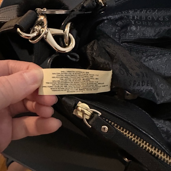 Kate Spade New York Black Leather Satchel Bag with Detachable Long Strap - Picture 15 of 16